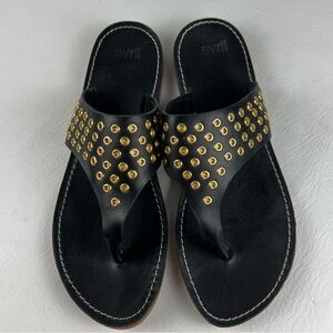 539aoo Avril Black and Gold Studded leather Women's Sandals 41